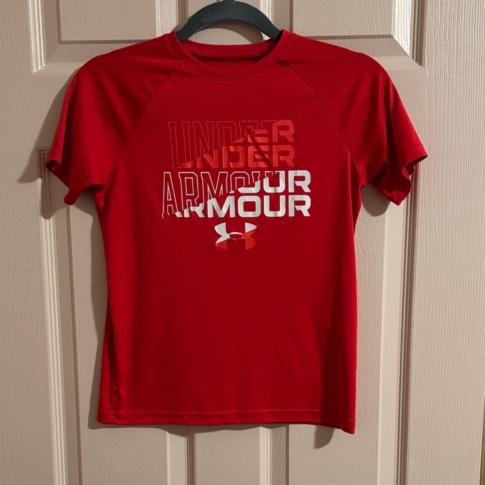 Under Armour Kids Red Tee and grey adidas grey tee shirt